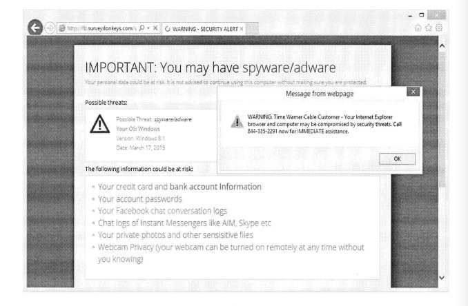 Screen shot of a typical, allegedly deceptive popup via Consumerist.com